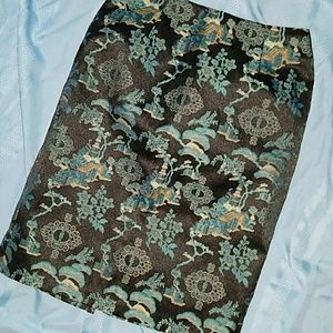 Satin and Emroidery Oriental Motif Skirt